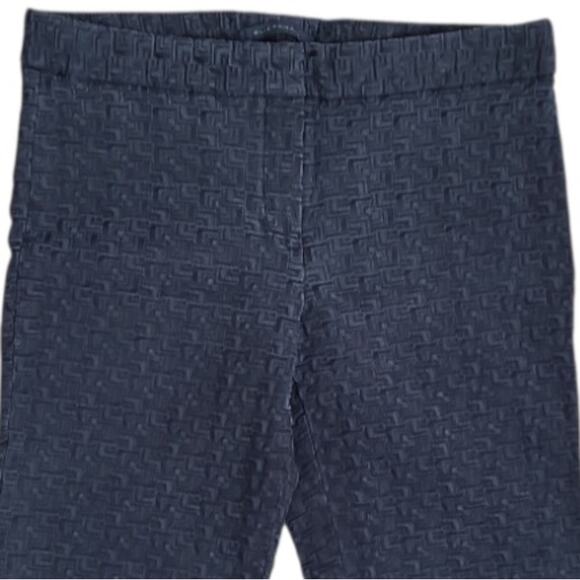 Elie Tahari Straight Cropped Pants GeometricTexture Waffle Weave Size 10 Gray - Picture 4 of 11